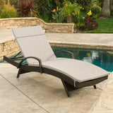 Outdoor Adjustable Armed Chaise Lounge Chair w/ Cushion - NH587692