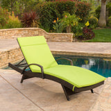 Outdoor Adjustable Armed Chaise Lounge Chair w/ Cushion - NH587692