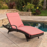 Outdoor Adjustable Armed Chaise Lounge Chair w/ Cushion - NH587692