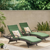 Lakeport Outdoor Wicker Armed Chaise Lounge Chairs w/ Cushions (set of 2)