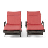 Lakeport Outdoor Wicker Armed Chaise Lounge Chairs w/ Cushions (set of 2)