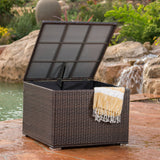 Outdoor Square Multi-Brown Wicker Storage Box w/ Zipped Lining - NH425992
