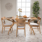 Mid Century Fabric & wood Finish 5 Piece Dining Set - NH223992