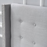 Button Tufted Fabric King/Cal King Headboard with Nailhead Accents - NH026992