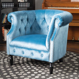 Button-Tufted Velvet Rolled Back Tub Design Club Chair - NH588003