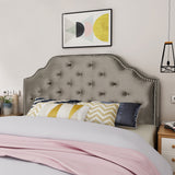 Contemporary Tufted New Velvet Queen/Full Headboard w/ Nailhead Accents - NH885303