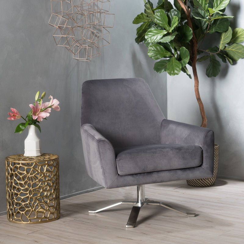 Modern Velvet Swivel Armchair - NH855992