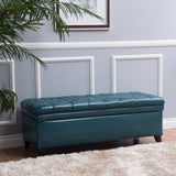 Button Tufted Leather Storage Ottoman Bench - NH668692