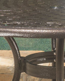 Outdoor Circular Bronze Cast Aluminum Dining Table with Umbrella Hole - NH525692