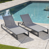 Outdoor Finished Aluminum Framed Chaise Lounge with Mesh Body - NH128203