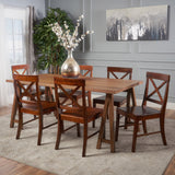 Farmhouse 7 Piece Dining Set w/ Rich Mahogany Chairs - NH861103