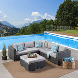 Outdoor 5 Seat Wicker Sectional Sofa Set with Aluminum Frame - NH623403