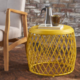 19 Inch Diameter Lattice Matte Finish Iron Side Table - NH272203