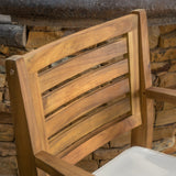 30-Inch Teak Finish Acacia Wood Outdoor Barstools - NH538992