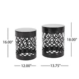 Pellerin Outdoor Metal Side Tables, Set of 2