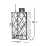 Cecil Outdoor 18" Modern Stainless Steel Lantern