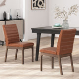 Elisson Mid Century Modern Channel Stitch Dining Chairs, Set of 2