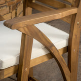 30-Inch Teak Finish Acacia Wood Outdoor Barstools - NH538992
