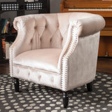 Button-Tufted Velvet Rolled Back Tub Design Club Chair - NH588003