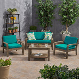 Patio Acacia Wood 4-Seater Conversation Set with Coffee Table and Sunbrella Cushions - NH562703