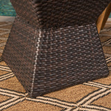Outdoor 3 Piece Multi-Brown Wicker Chat Set with Stacking Chairs - NH574103