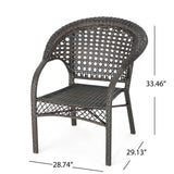 Outdoor 3 Piece Multi-Brown Wicker Chat Set with Stacking Chairs - NH574103