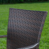 Outdoor 3 Piece Acacia Wood/ Wicker Bistro Set, Teak Finish and Multibrown - NH892403