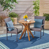 Outdoor 3 Piece Acacia Wood and Wicker Bistro Set - NH030503