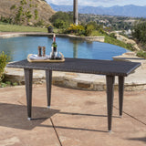 Contemporary Outdoor Multi Brown Polyethylene Rectangle Table - NH915692