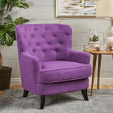 Contemporary Button Tufted Upholstered Fabric Club chair w/ Piped Edges - NH314103