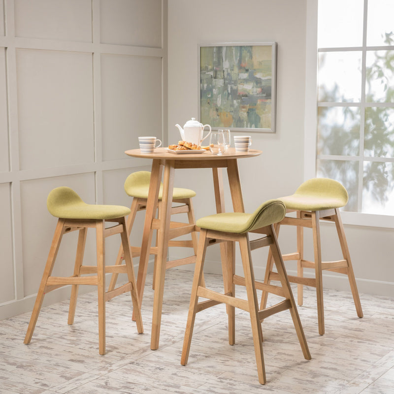 Wood Finish Circular 5 Piece Bar Height Dining Set - NH072992