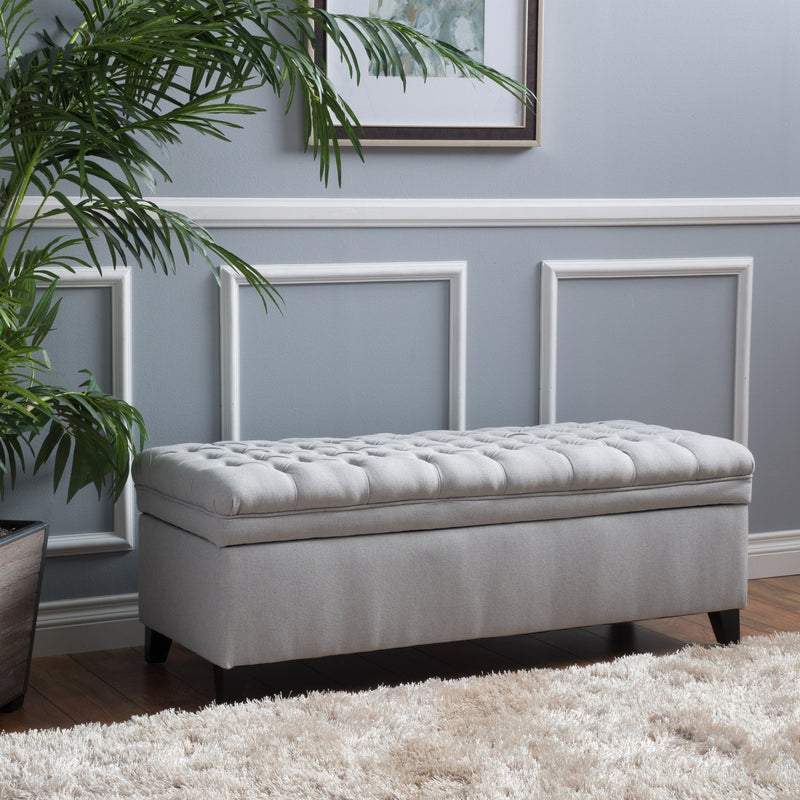 Tufted Fabric Storage Ottoman Bench - NH078692