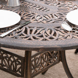 Home Haitian Outdoor Cast Aluminum Oval Dining Table - NH235692