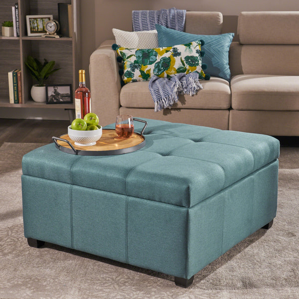 Square Tufted Fabric Storage Ottoman Coffee Table - NH637992