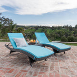 3pc Outdoor Wicker Chaise Lounge Chair & Table Set - NH190003