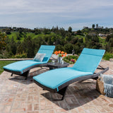 3pc Outdoor Wicker Chaise Lounge Chair & Table Set - NH190003