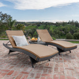 3pc Outdoor Wicker Chaise Lounge Chair & Table Set - NH190003