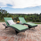 3pc Outdoor Wicker Chaise Lounge Chair & Table Set - NH190003