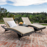 3pc Outdoor Wicker Chaise Lounge Chair & Table Set - NH190003
