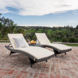 3pc Outdoor Wicker Chaise Lounge Chair & Table Set - NH190003