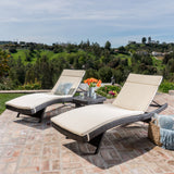 3pc Outdoor Wicker Chaise Lounge Chair & Table Set - NH190003