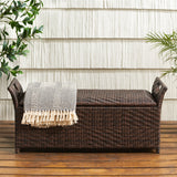 Outdoor Brown Wicker Storage Ottoman - NH155592