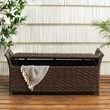 Outdoor Brown Wicker Storage Ottoman - NH155592