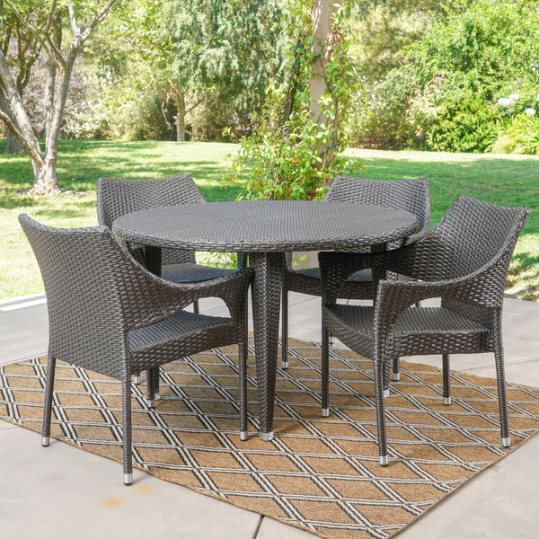 Outdoor 5 Piece Wicker Circular Dining Set - NH541103