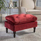 Button Tufted Velvet Ottoman Footstool - NH910103