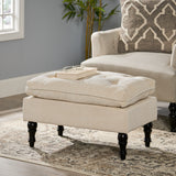 Button Tufted Velvet Ottoman Footstool - NH910103