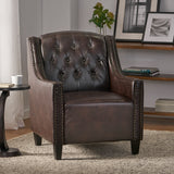 Tufted Brown Leather Club Chair - NH876922