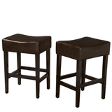 Backless Brown Leather Counter Stools (Set of 2) - NH625732