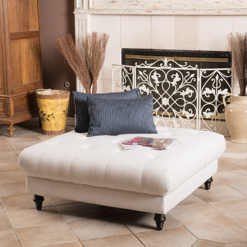 Tufted Fabric Square Ottoman Coffee Table - NH838992