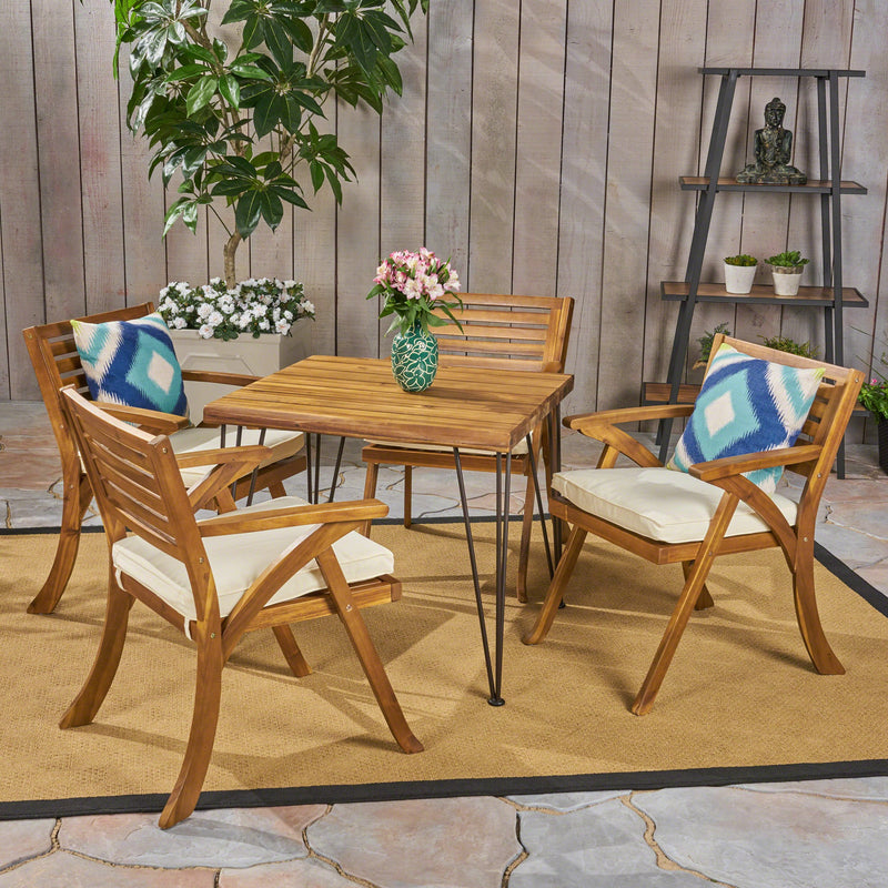 Outdoor Farmhouse Hairpin Legs Dining Set - NH464503